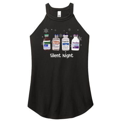 Retro Silent Night Icu Nurse Christmas Intensive Care Unit Women's Perfect Tri Rocker Tank