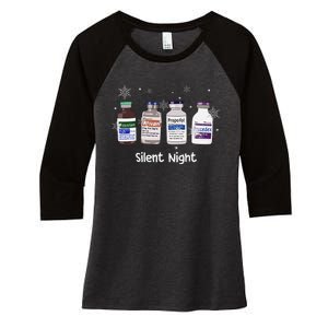 Retro Silent Night Icu Nurse Christmas Intensive Care Unit Women's Tri-Blend 3/4-Sleeve Raglan Shirt