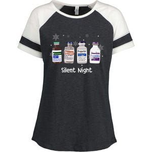 Retro Silent Night Icu Nurse Christmas Intensive Care Unit Enza Ladies Jersey Colorblock Tee