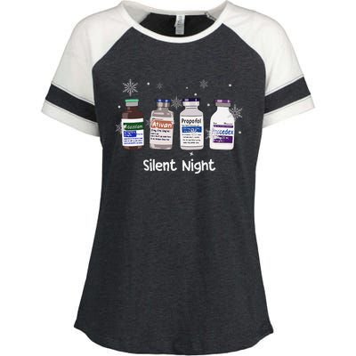 Retro Silent Night Icu Nurse Christmas Intensive Care Unit Enza Ladies Jersey Colorblock Tee