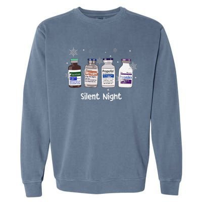 Retro Silent Night Icu Nurse Christmas Intensive Care Unit Garment-Dyed Sweatshirt