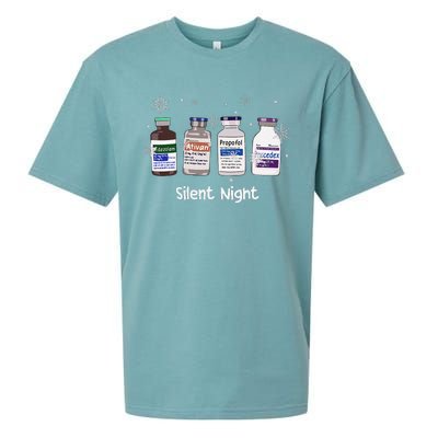 Retro Silent Night Icu Nurse Christmas Intensive Care Unit Sueded Cloud Jersey T-Shirt