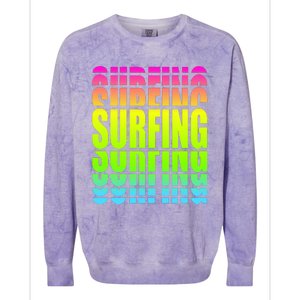 Retro Surfing Neon Colorblast Crewneck Sweatshirt