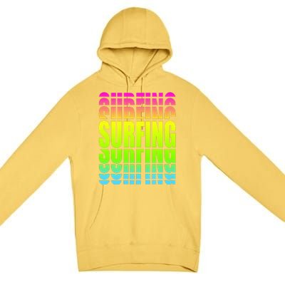 Retro Surfing Neon Premium Pullover Hoodie