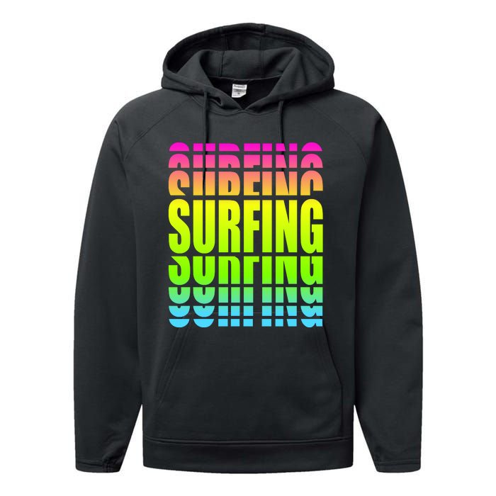 Retro Surfing Neon Performance Fleece Hoodie