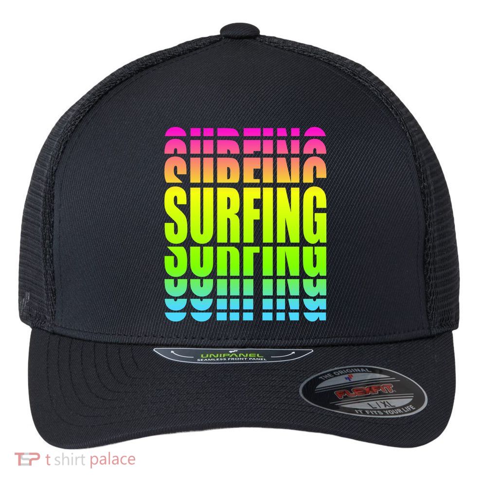 Retro Surfing Neon Flexfit Unipanel Trucker Cap