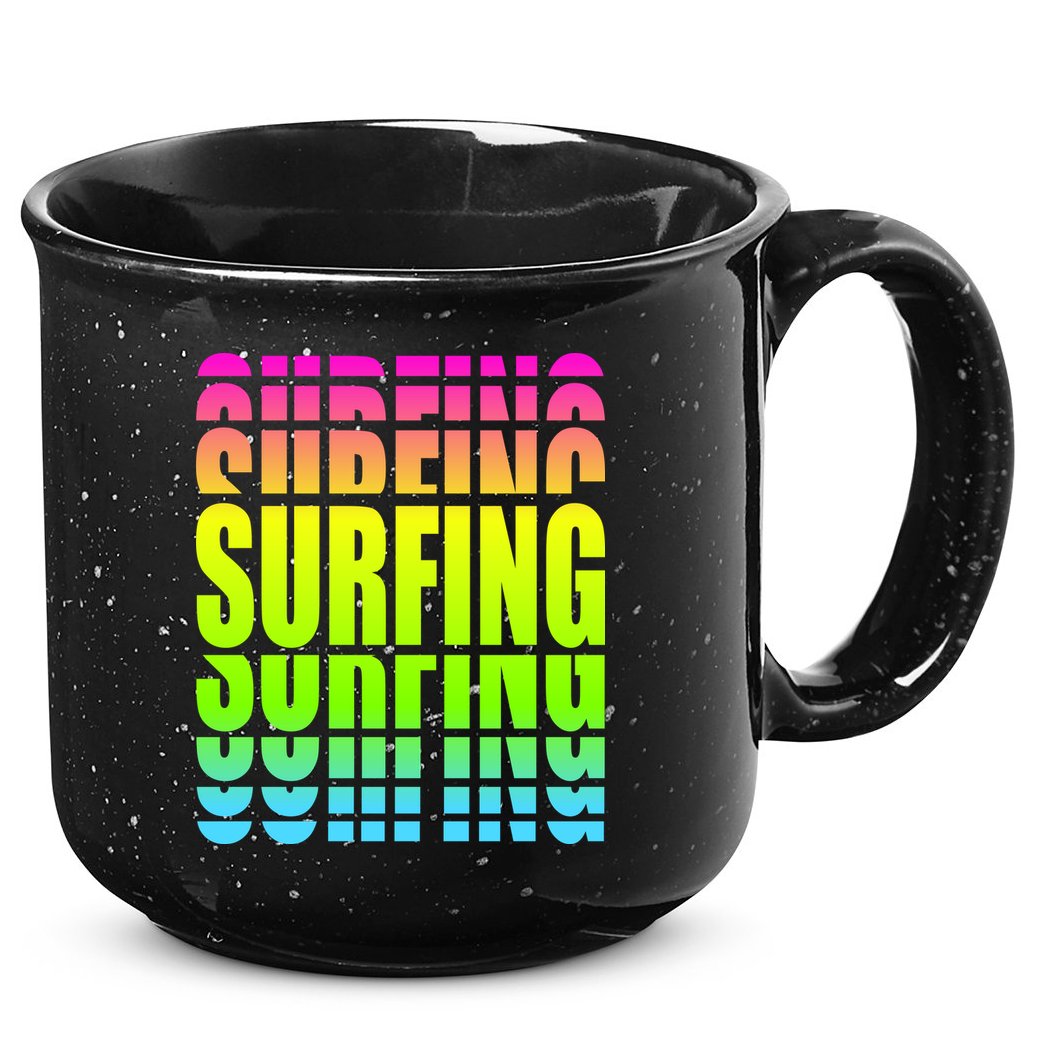 Retro Surfing Neon 15oz Campfire Ceramic Mug