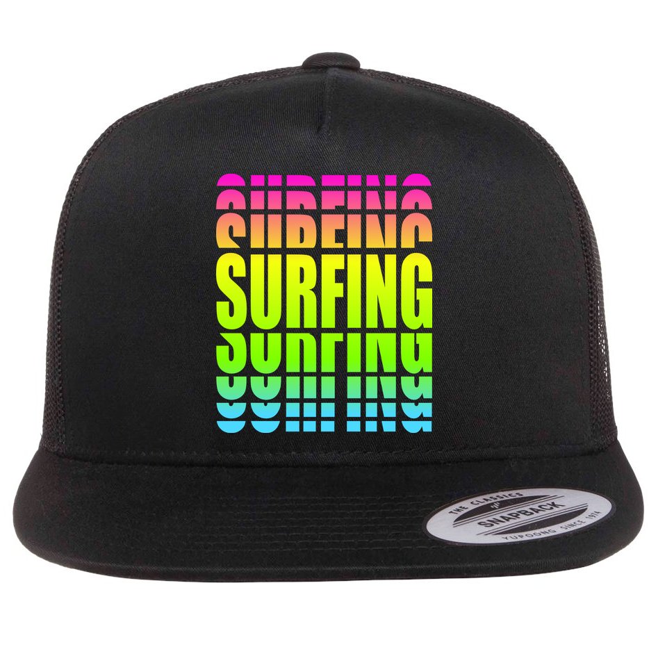 Retro Surfing Neon Flat Bill Trucker Hat