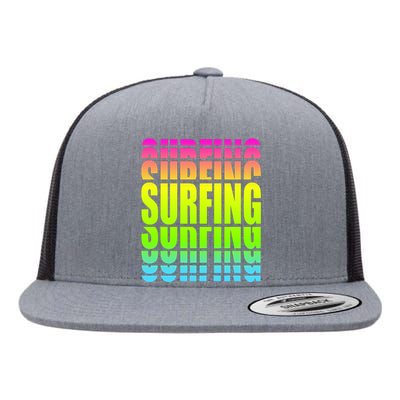 Retro Surfing Neon Flat Bill Trucker Hat