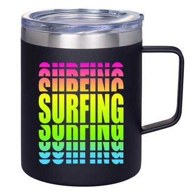 Retro Surfing Neon 12oz Stainless Steel Coffee Mug