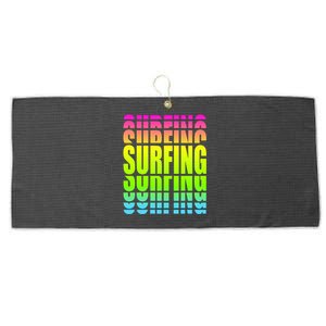 Retro Surfing Neon Large Microfiber Waffle Golf Towel