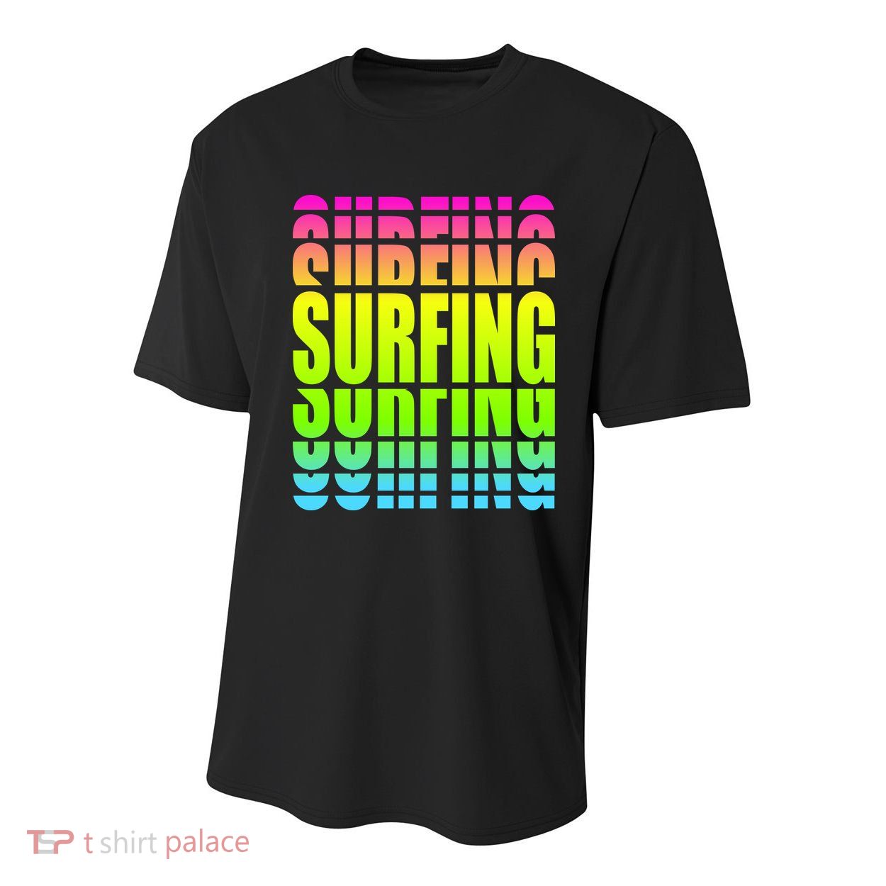 Retro Surfing Neon Youth Performance Sprint T-Shirt
