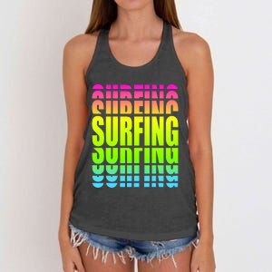 Retro Surfing Neon Women's Knotted Racerback Tank