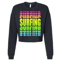 Retro Surfing Neon Cropped Pullover Crew