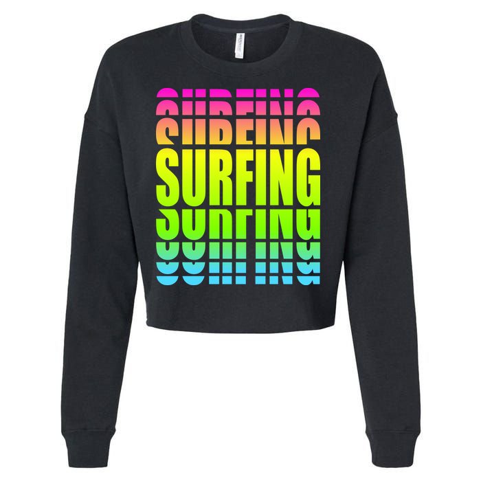 Retro Surfing Neon Cropped Pullover Crew