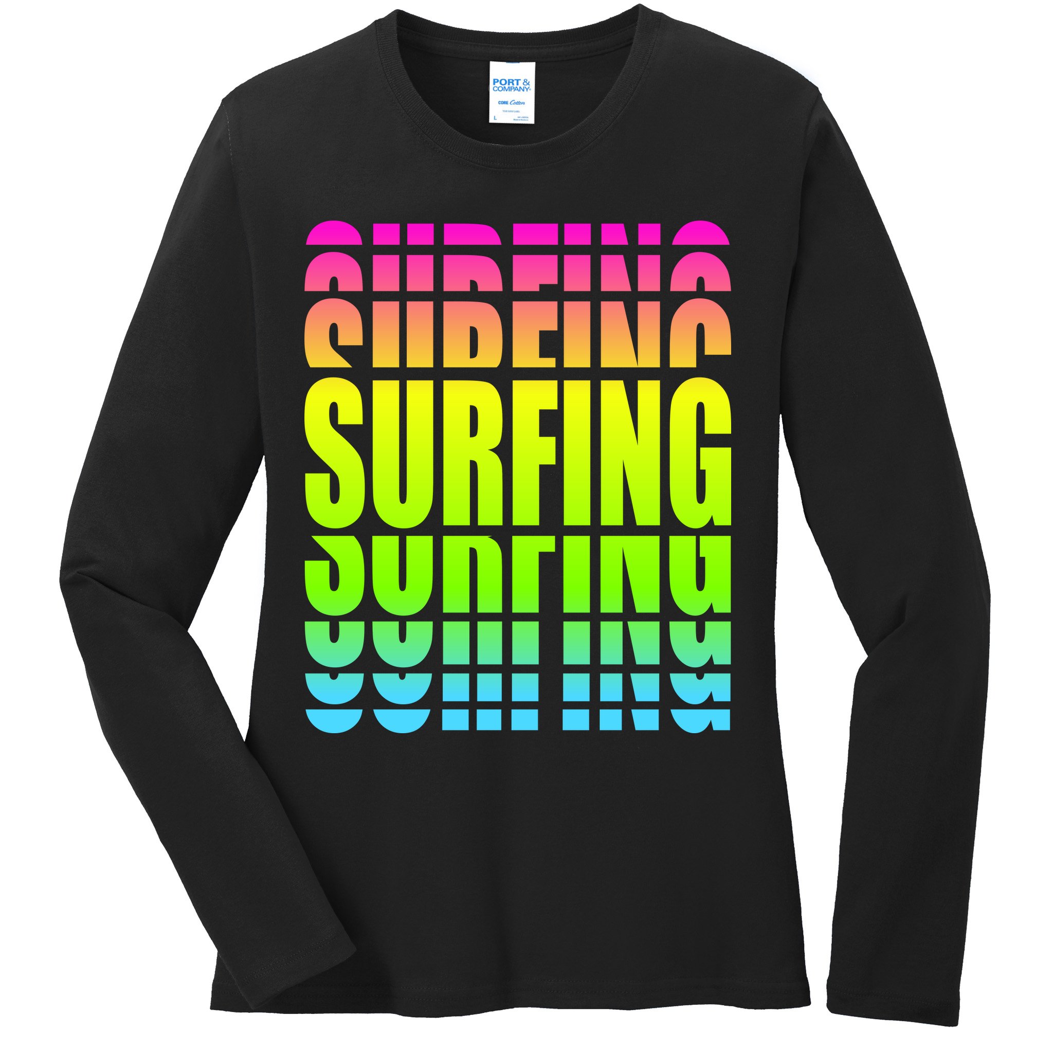 Retro Surfing Neon Ladies Long Sleeve Shirt