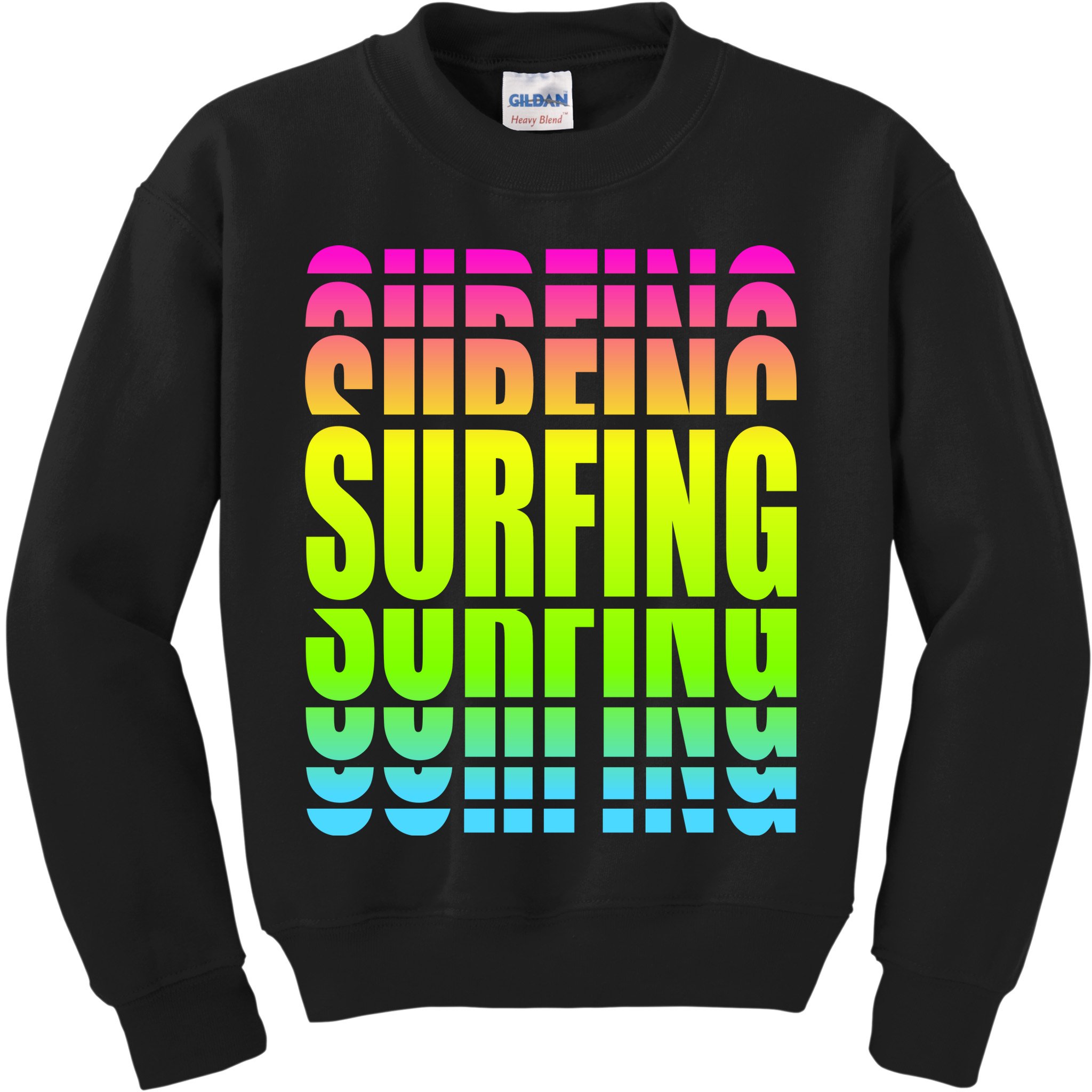 Retro Surfing Neon Kids Sweatshirt