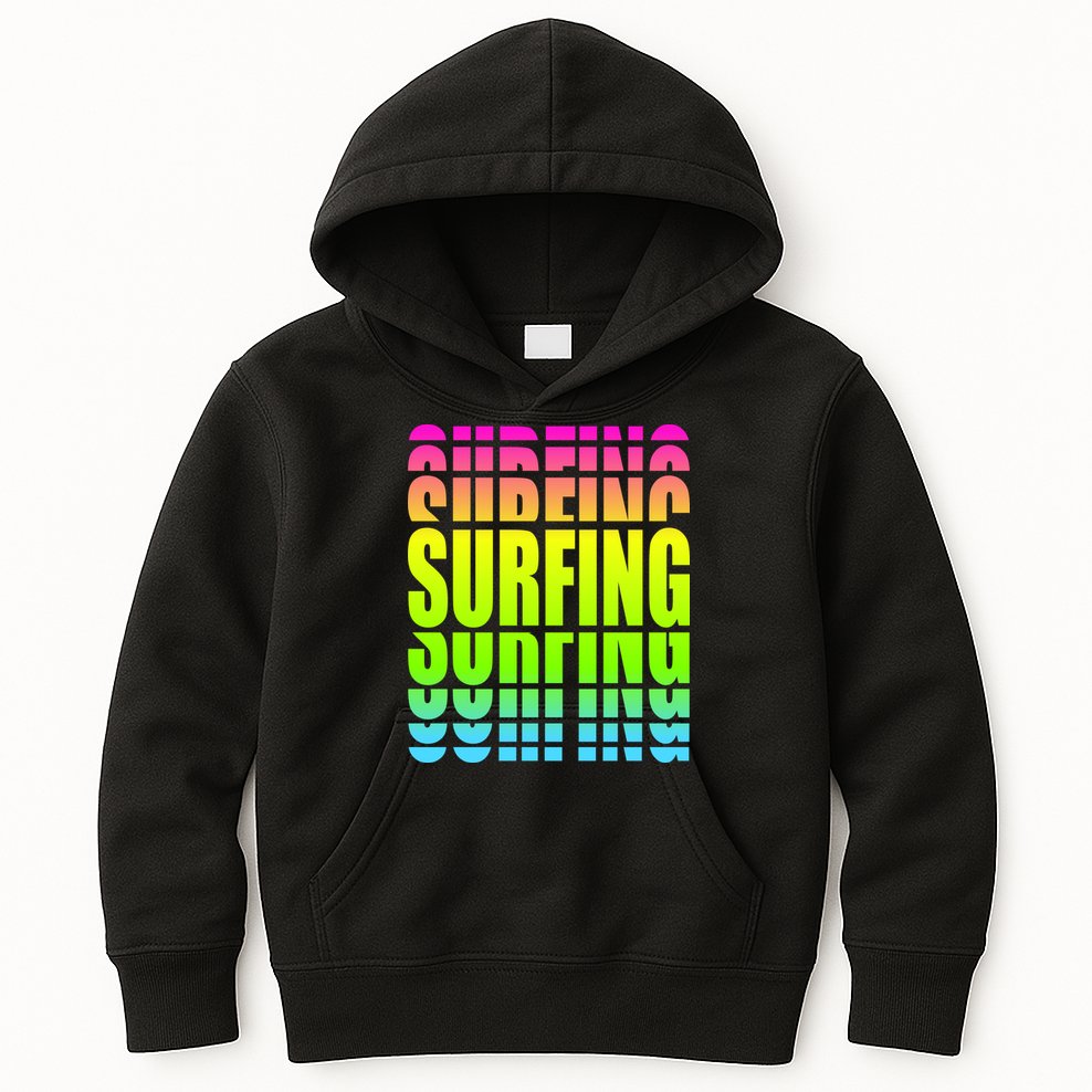 Retro Surfing Neon Kids Hoodie