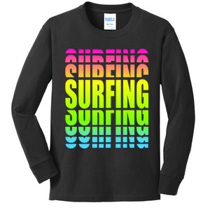 Retro Surfing Neon Kids Long Sleeve Shirt