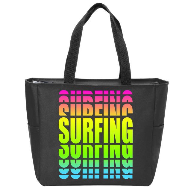 Retro Surfing Neon Zip Tote Bag