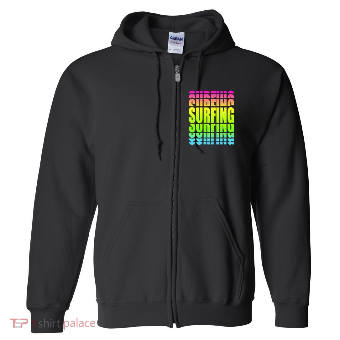 Retro Surfing Neon Full Zip Hoodie
