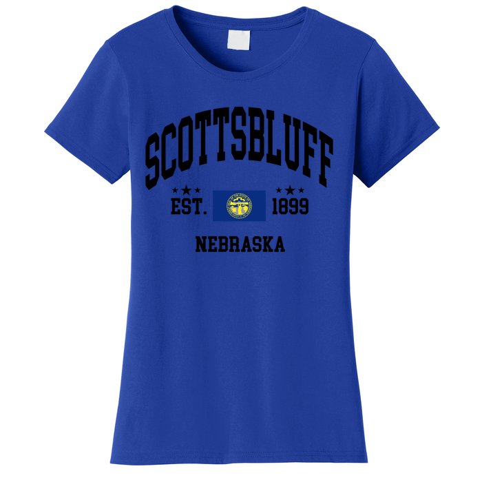 Retro Scottsbluff Nebraska Ne Vintage State Patriotic Flag Funny Gift Women's T-Shirt