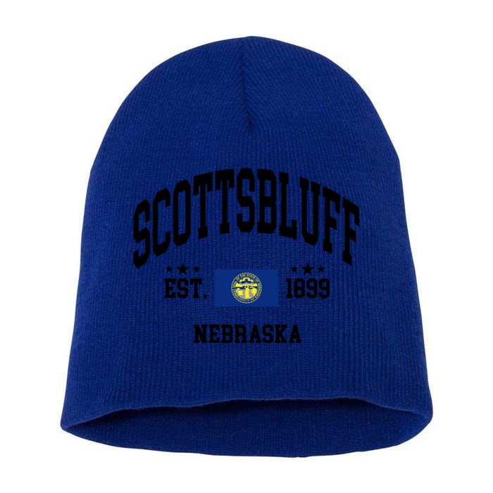 Retro Scottsbluff Nebraska Ne Vintage State Patriotic Flag Funny Gift Short Acrylic Beanie