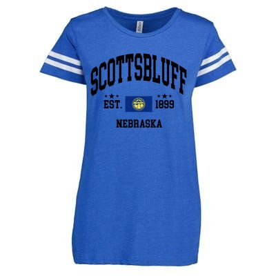 Retro Scottsbluff Nebraska Ne Vintage State Patriotic Flag Funny Gift Enza Ladies Jersey Football T-Shirt