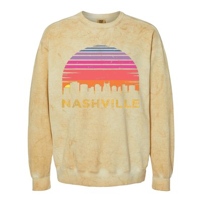 Retro Sunset Nashville Tennessee Vintage Skyline Souvenir Colorblast Crewneck Sweatshirt