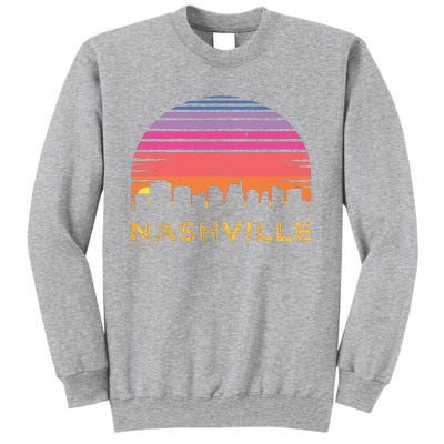 Retro Sunset Nashville Tennessee Vintage Skyline Souvenir Tall Sweatshirt