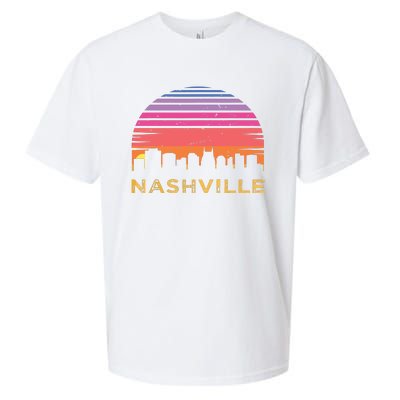 Retro Sunset Nashville Tennessee Vintage Skyline Souvenir Sueded Cloud Jersey T-Shirt