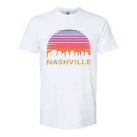 Retro Sunset Nashville Tennessee Vintage Skyline Souvenir Softstyle CVC T-Shirt