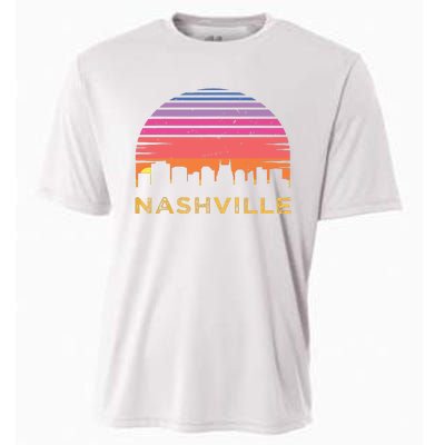 Retro Sunset Nashville Tennessee Vintage Skyline Souvenir Cooling Performance Crew T-Shirt