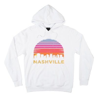 Retro Sunset Nashville Tennessee Vintage Skyline Souvenir Hoodie