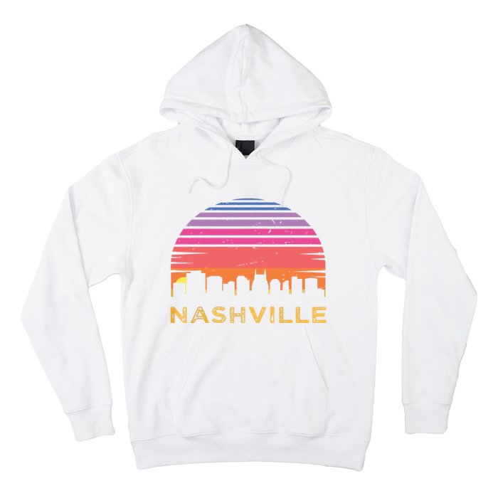 Retro Sunset Nashville Tennessee Vintage Skyline Souvenir Hoodie