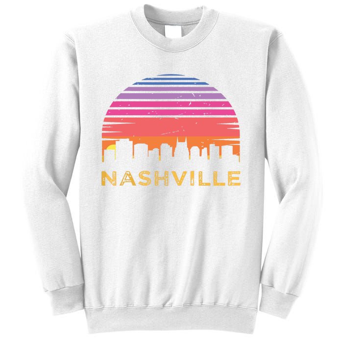 Retro Sunset Nashville Tennessee Vintage Skyline Souvenir Sweatshirt