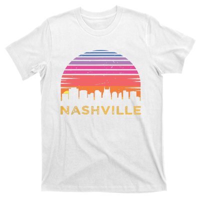 Retro Sunset Nashville Tennessee Vintage Skyline Souvenir T-Shirt