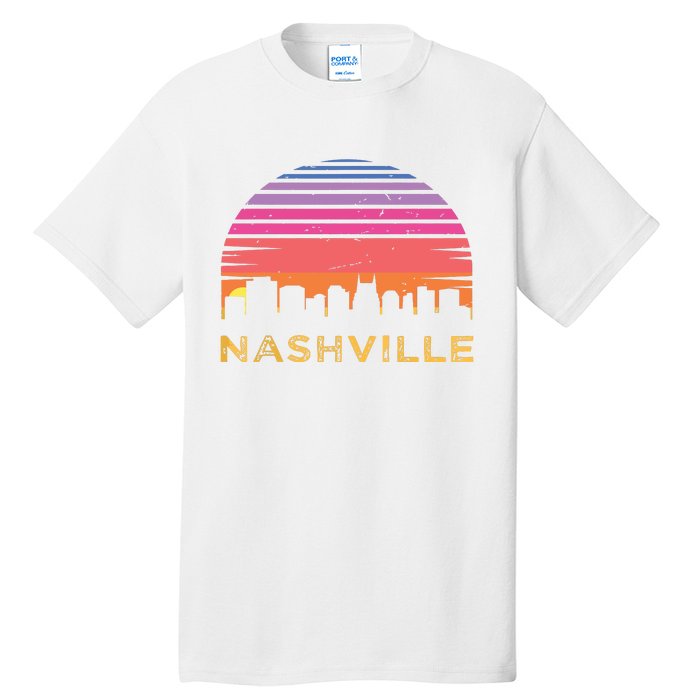 Retro Sunset Nashville Tennessee Vintage Skyline Souvenir Tall T-Shirt