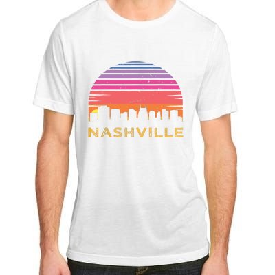 Retro Sunset Nashville Tennessee Vintage Skyline Souvenir Adult ChromaSoft Performance T-Shirt