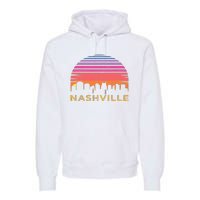 Retro Sunset Nashville Tennessee Vintage Skyline Souvenir Premium Hoodie