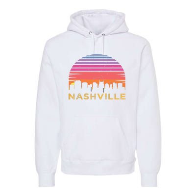 Retro Sunset Nashville Tennessee Vintage Skyline Souvenir Premium Hoodie