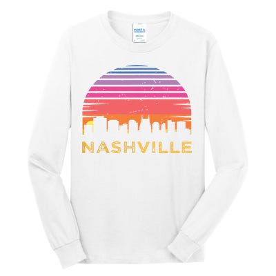 Retro Sunset Nashville Tennessee Vintage Skyline Souvenir Tall Long Sleeve T-Shirt