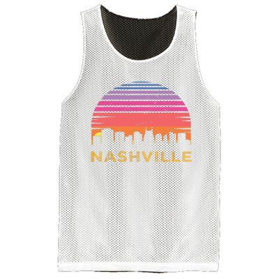 Retro Sunset Nashville Tennessee Vintage Skyline Souvenir Mesh Reversible Basketball Jersey Tank