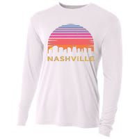 Retro Sunset Nashville Tennessee Vintage Skyline Souvenir Cooling Performance Long Sleeve Crew