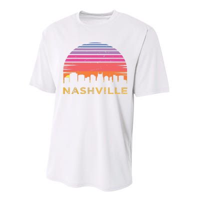 Retro Sunset Nashville Tennessee Vintage Skyline Souvenir Performance Sprint T-Shirt