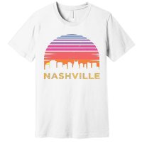 Retro Sunset Nashville Tennessee Vintage Skyline Souvenir Premium T-Shirt