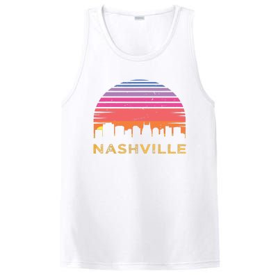 Retro Sunset Nashville Tennessee Vintage Skyline Souvenir PosiCharge Competitor Tank