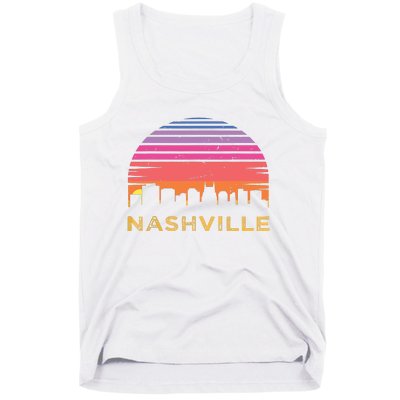 Retro Sunset Nashville Tennessee Vintage Skyline Souvenir Tank Top