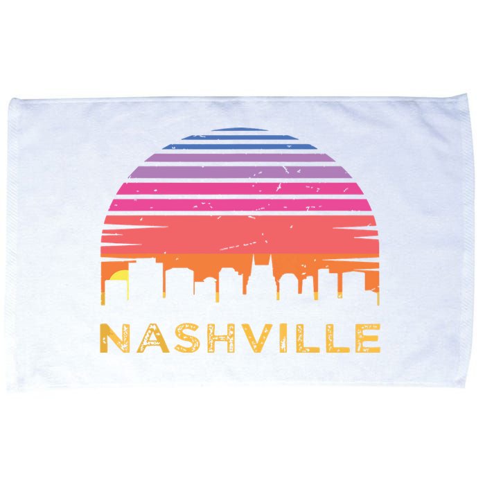 Retro Sunset Nashville Tennessee Vintage Skyline Souvenir Microfiber Hand Towel