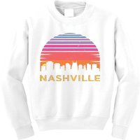 Retro Sunset Nashville Tennessee Vintage Skyline Souvenir Kids Sweatshirt